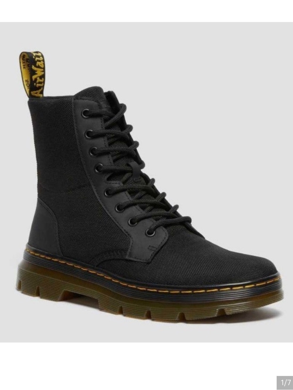 Dr. Martens Combs Poly Casual Black Canvas Ankle Boots Shoes Womens Size 7